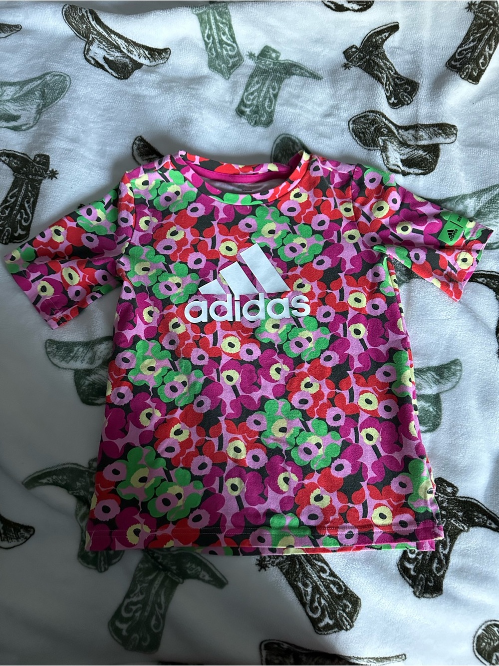 adidas Kids' Pink Floral Short-Sleeve
